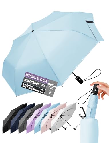 Detalle de LILAC Windproof Automatic Umbrella with 8 Ribs – Compact Travel Brolly