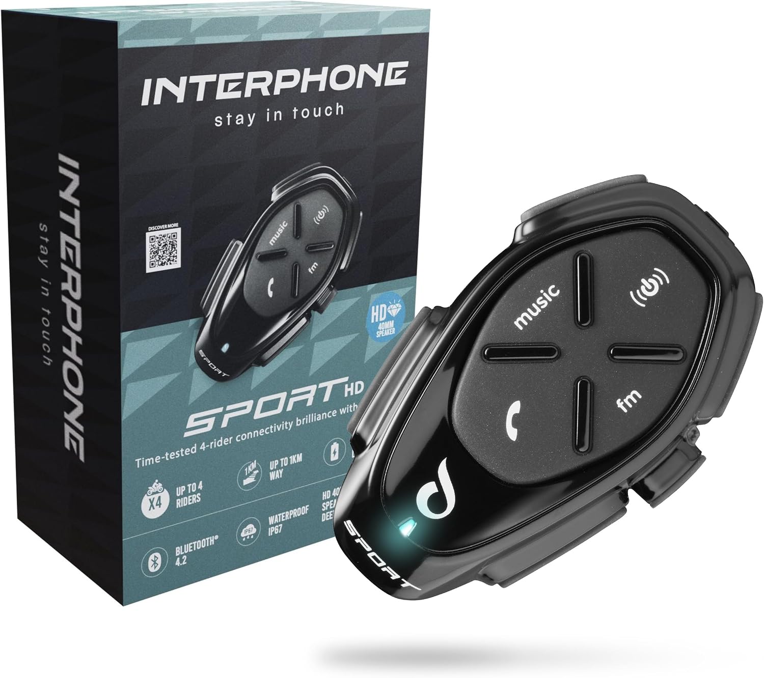 Detalle de Interphone Sport Dual Paquet – Système de communication moto Bluetooth jusqu’à 4 casques