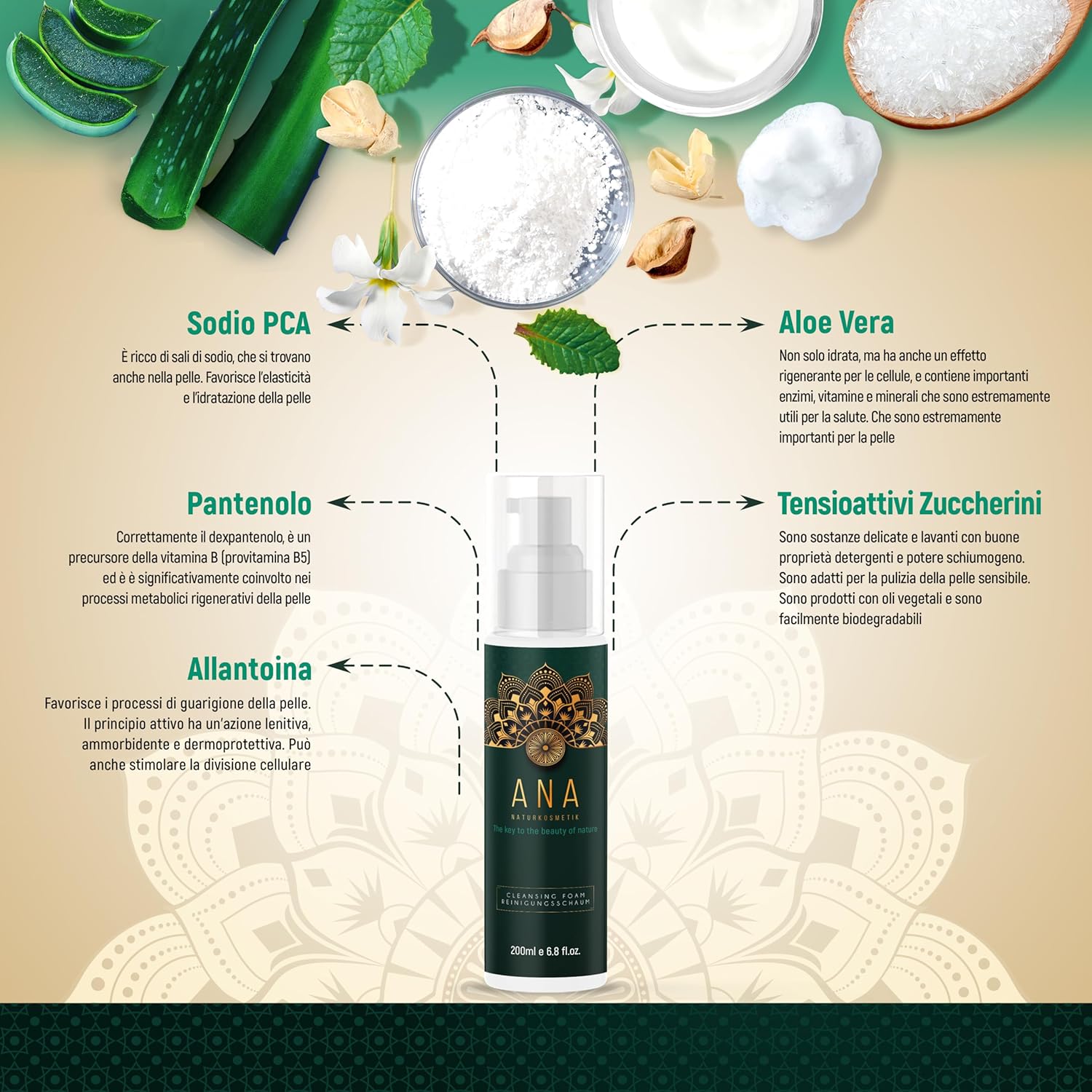 Thumbnail 3 de ANA Naturkosmetik Cleansing Foam – schiuma detergente delicata e idratante all’aloe vera, per pelli sensibili