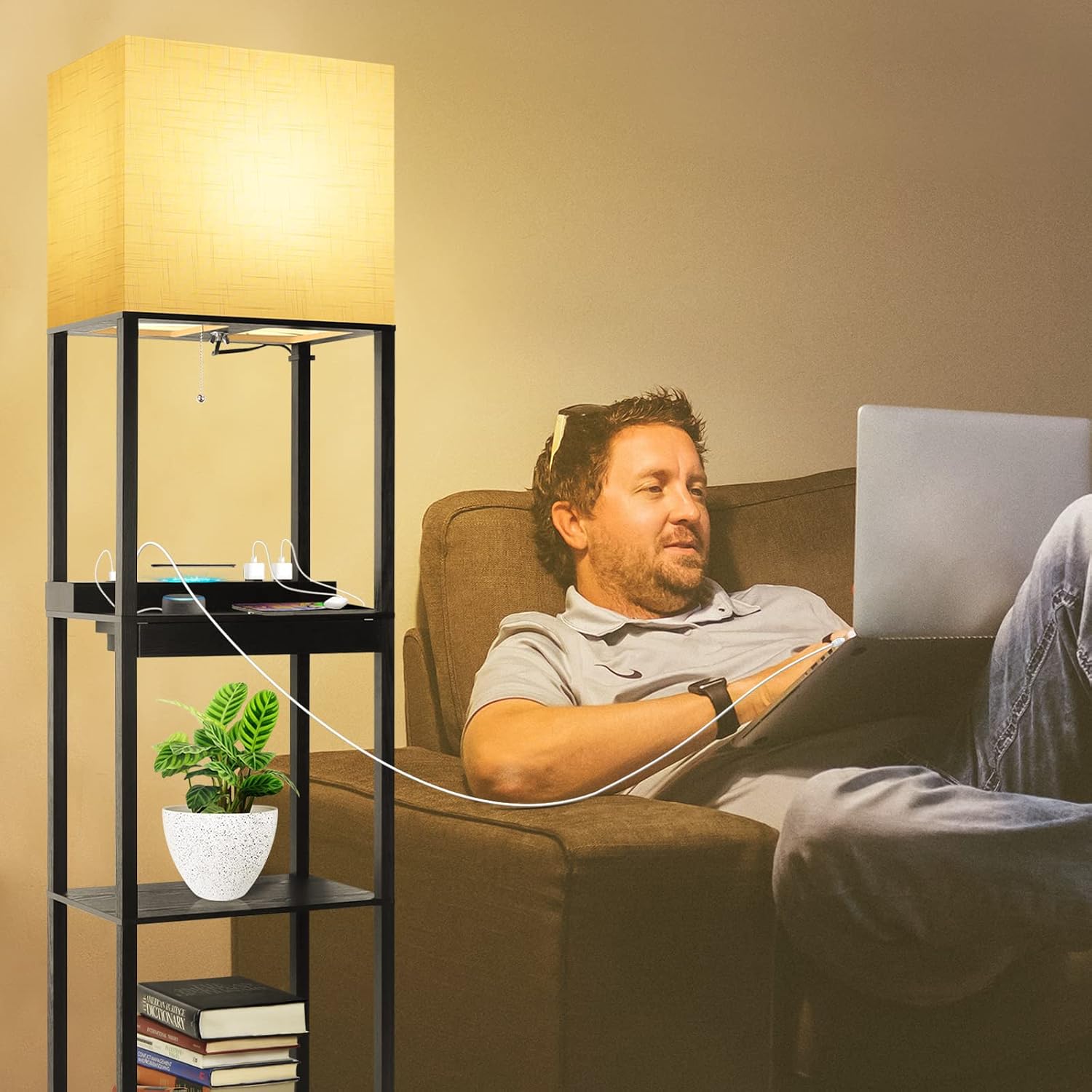 Thumbnail 5 de RUNTOP Plus Floor Lamp with Shelves, 15W LED Bulb