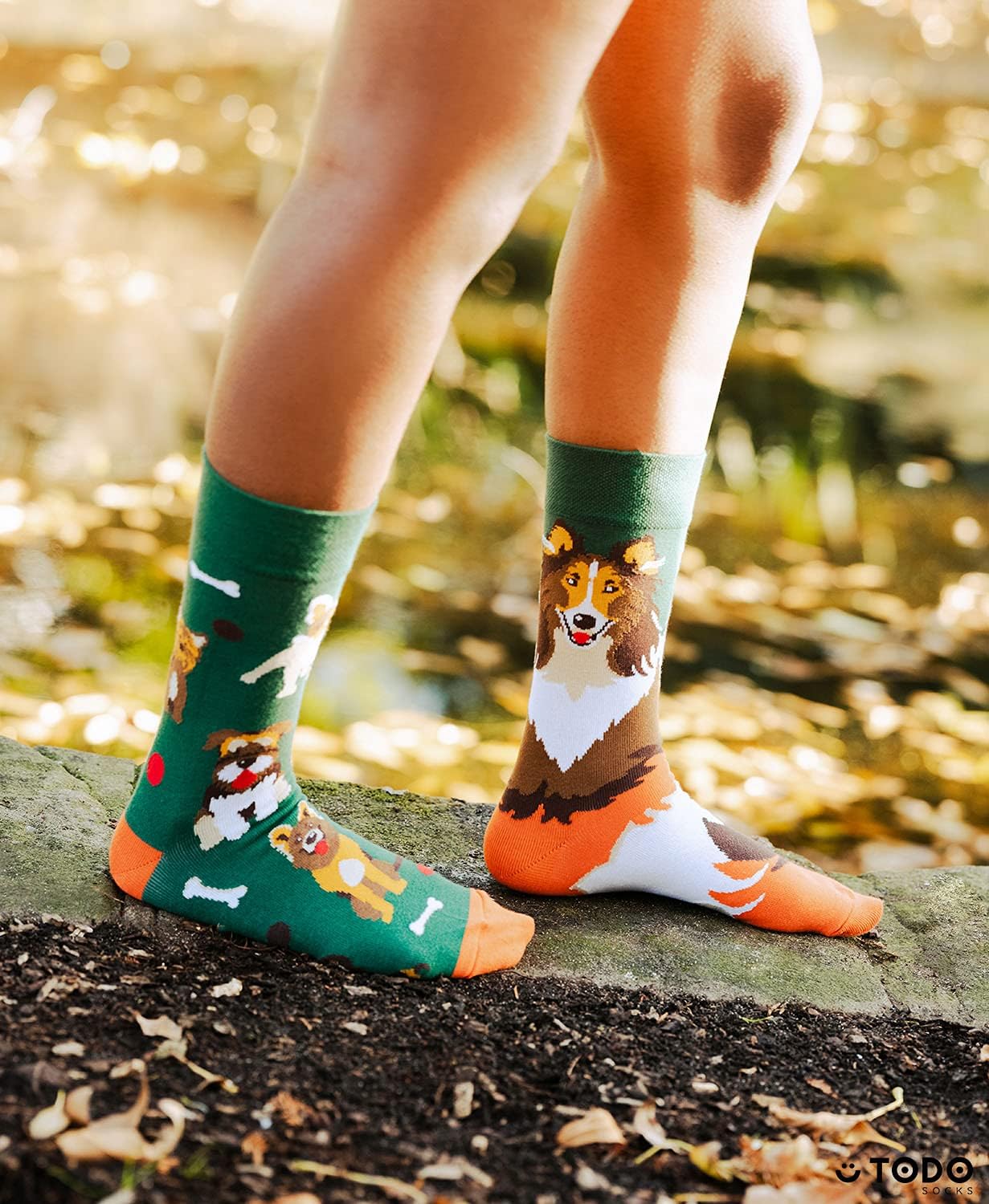 Detalle 2 de TODO Colours Lustige Socken mit Hundemotiv – mehrfarbige Mix-&-Match-Socken