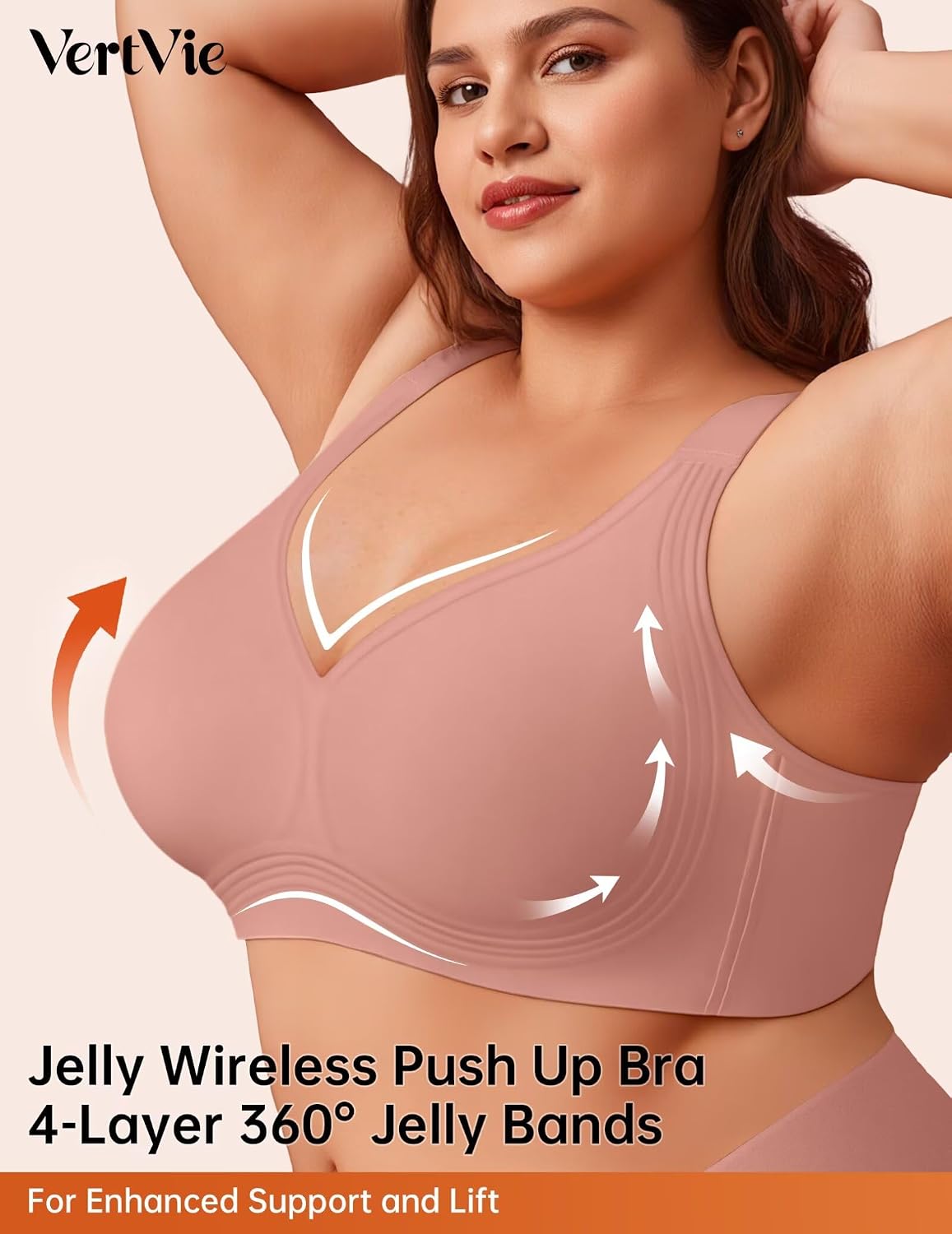 Detalle 2 de Vertvie Gel Push-Up Wireless Full-Coverage Bra for Plus-Size Women