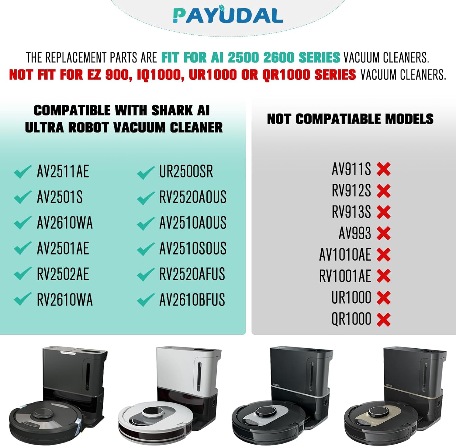 Detalle 2 de PAYUDAL Shark AI Robot Vacuum Filter Kit, 2 HEPA and 4 Foam Filters