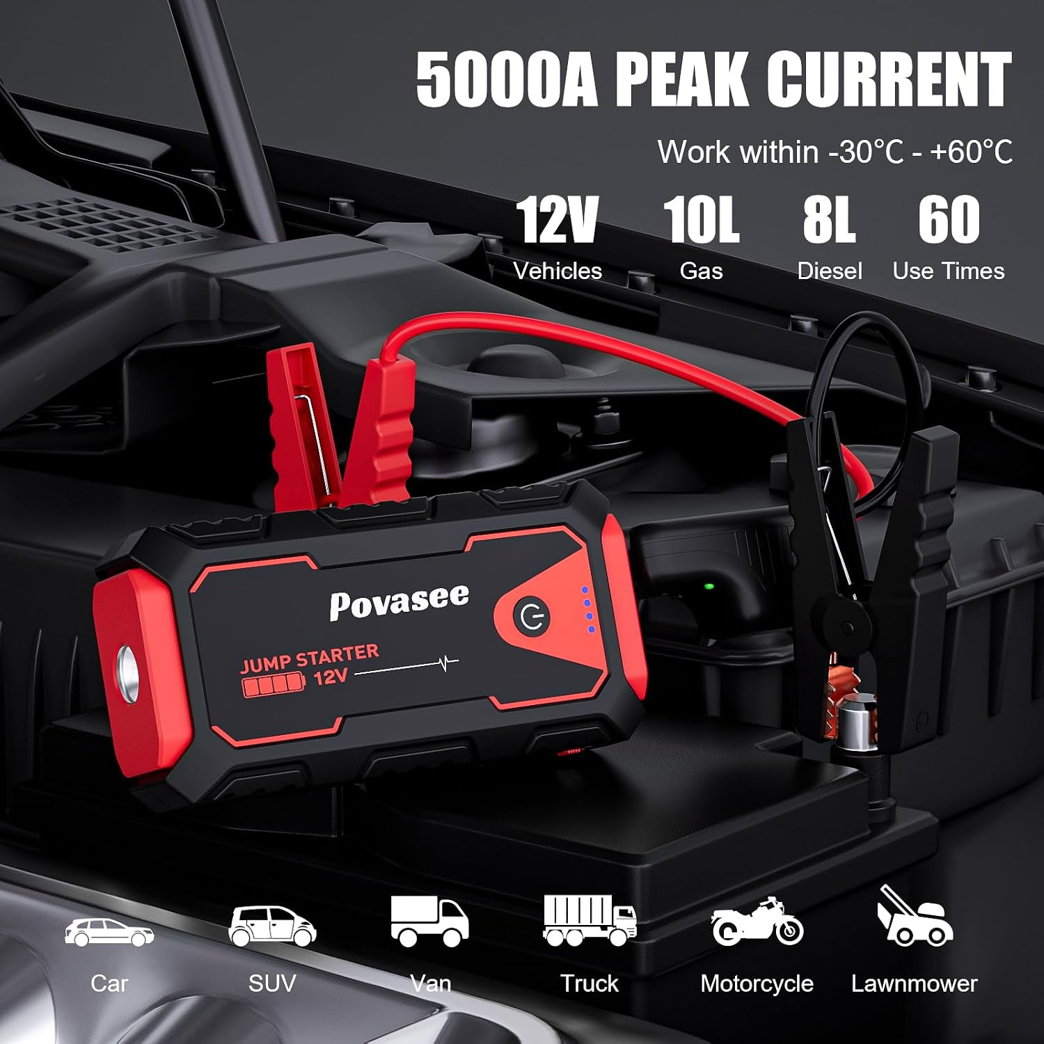 Thumbnail 1 de Povasee 3000A jump starter for 12V vehicles