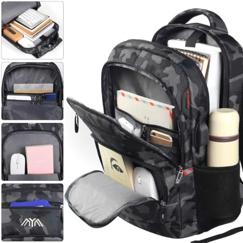Detalle de YAMTION Men's Laptop Backpack 15.6 Inch: USB Charging Daypack for Work, Travel and School