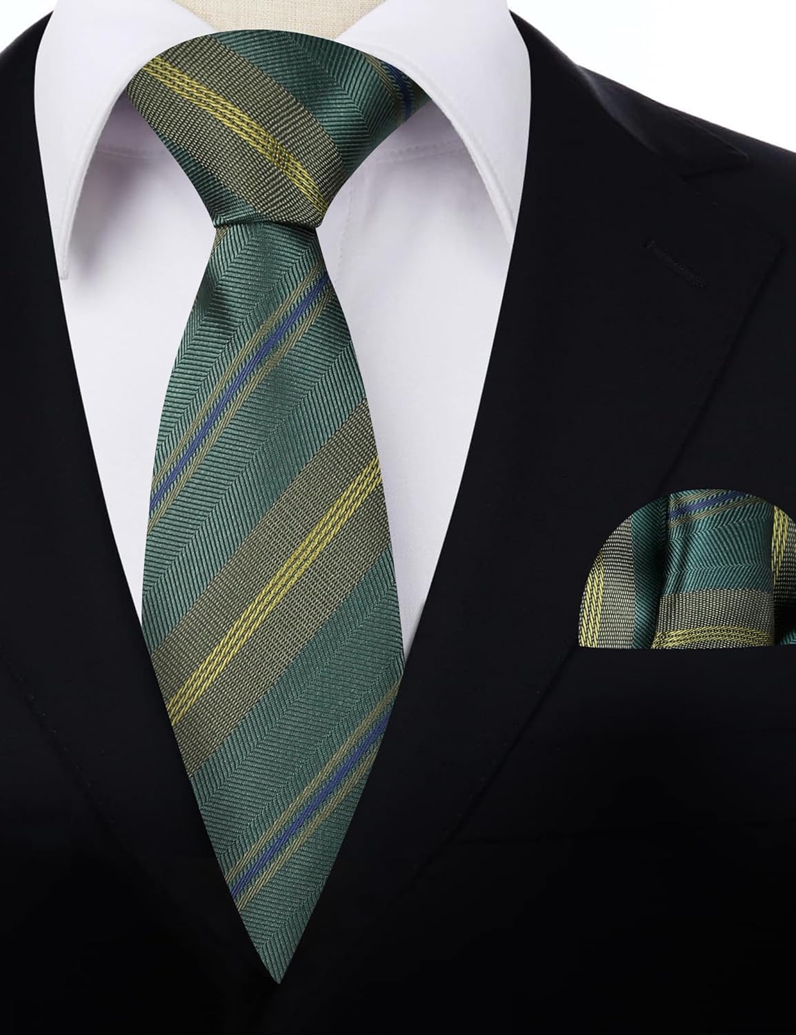Thumbnail 4 de Alizeal Solid Colour Tie and Pocket Square Set with Cufflinks