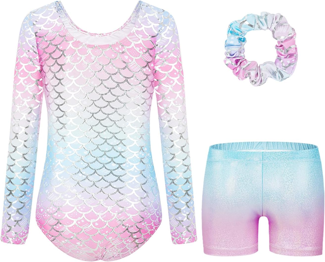 Thumbnail 1 de JiAmy Girls Gymnastics Leotards with Shorts Set (Long Sleeve, 3–12 Years)