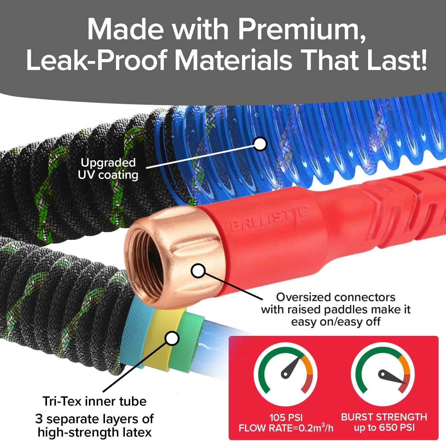 Thumbnail 6 de Pocket Hose Ballistic Double UV Edition 100 FT Expandable Garden Hose