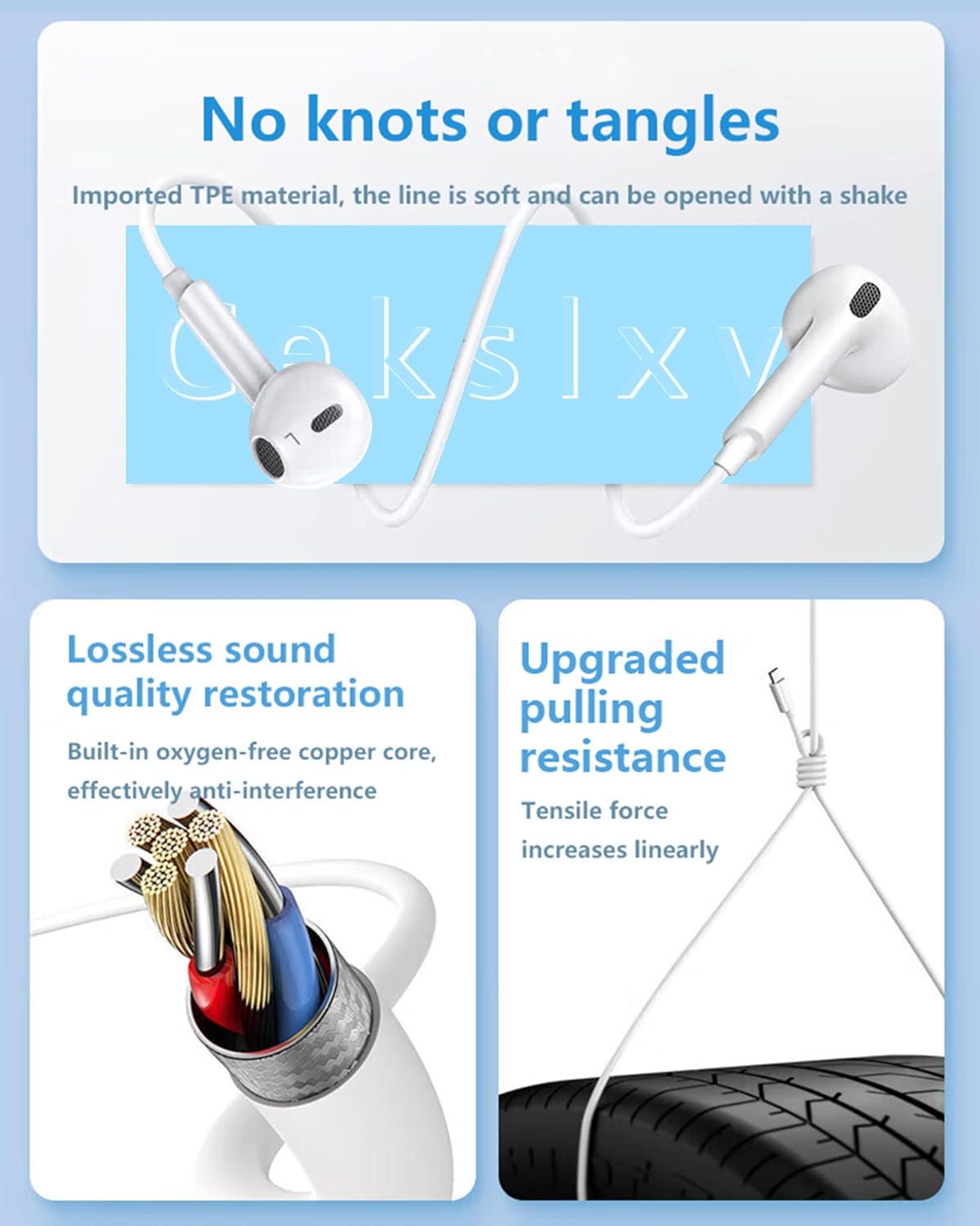 Thumbnail 4 de Upgraded Earphones 3.5mm wired earbuds with mic