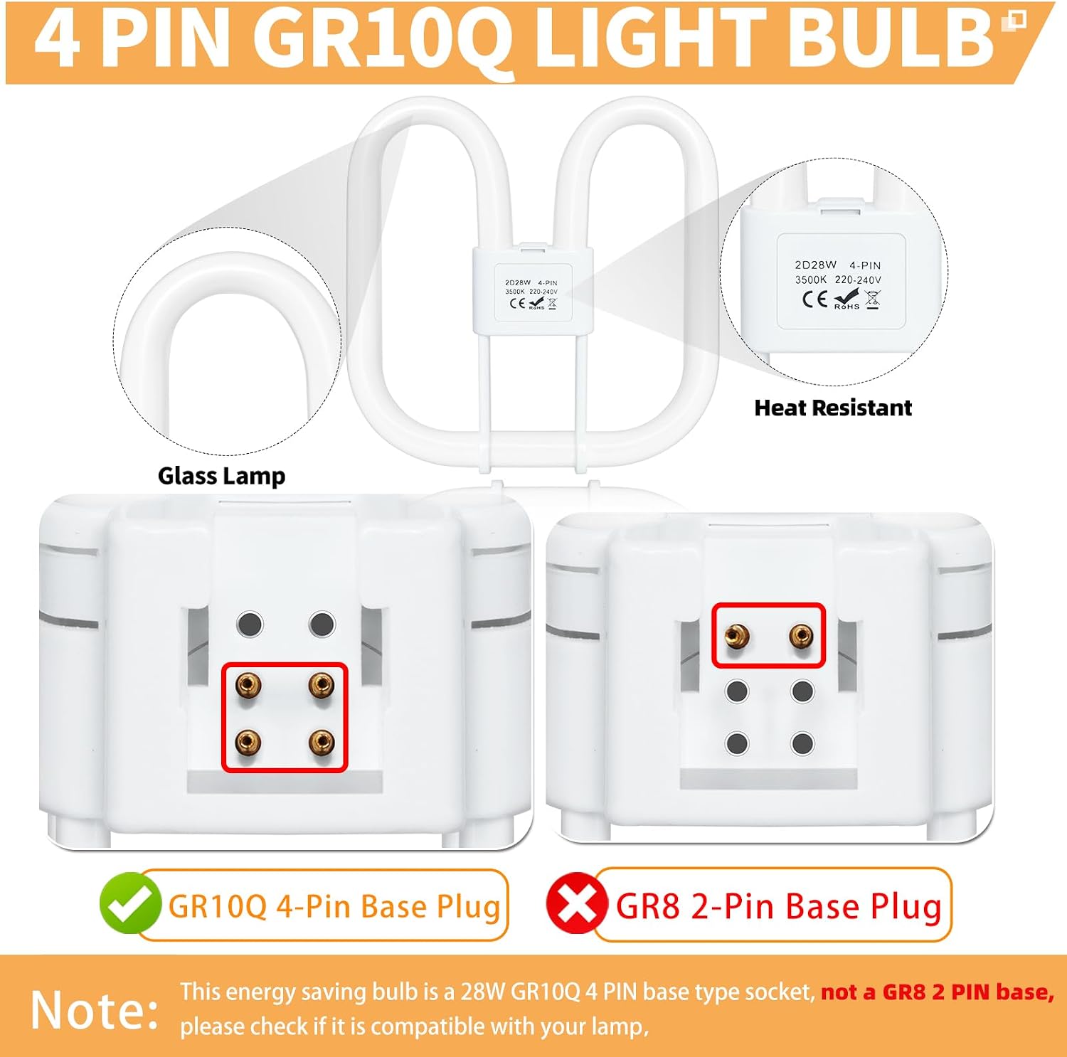 Thumbnail 3 de GR10Q GR10q 4‑PIN 28W 20x20cm CFL bulb