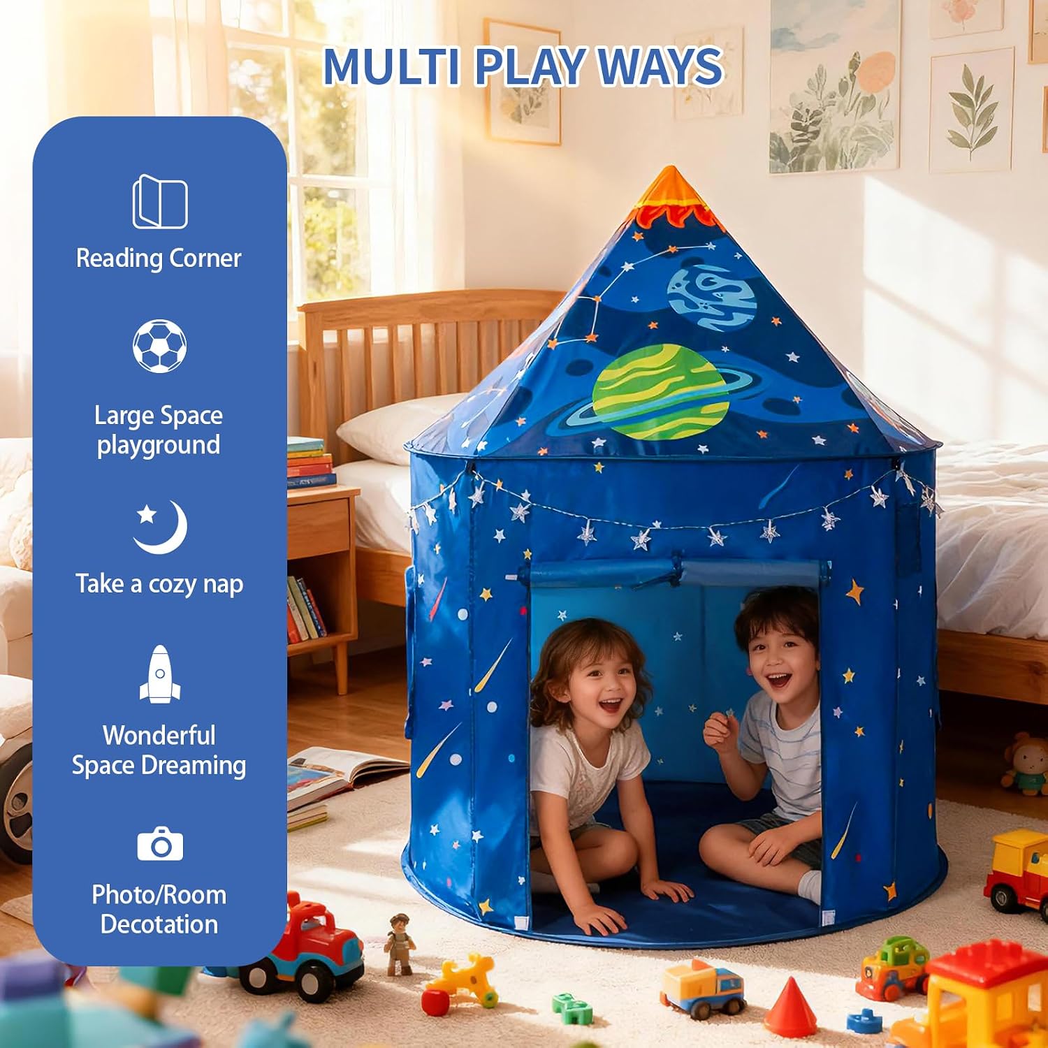 Detalle de ROIWUIE Rocket Space Ship Play Tent for Kids with Star Lights