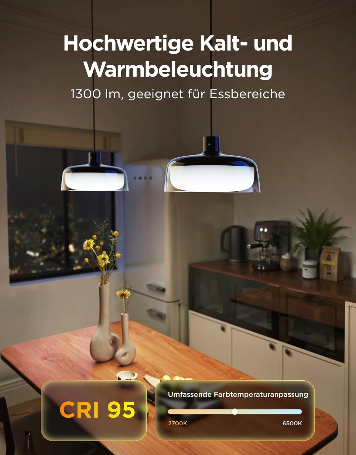 Detalle de Govee Pendelleuchte mit Smart RGBIC, Weißlicht und Matter – Segmentierungskontrolle für den Esstisch