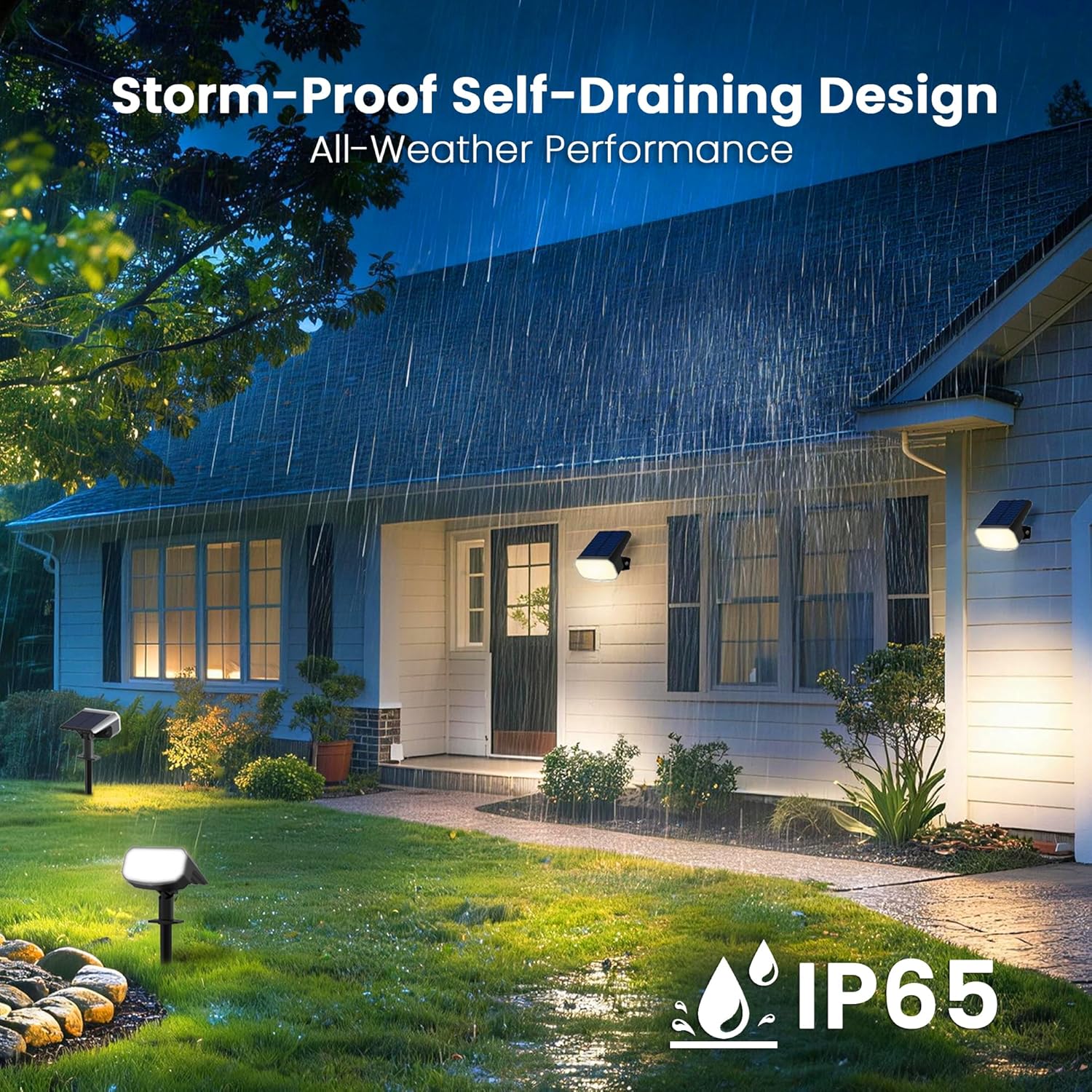 Thumbnail 5 de JEJOT Solar Spot Lights Outdoor Waterproof (IP65) 4-Pack, Cool + Warm Light, 2 Lighting Modes