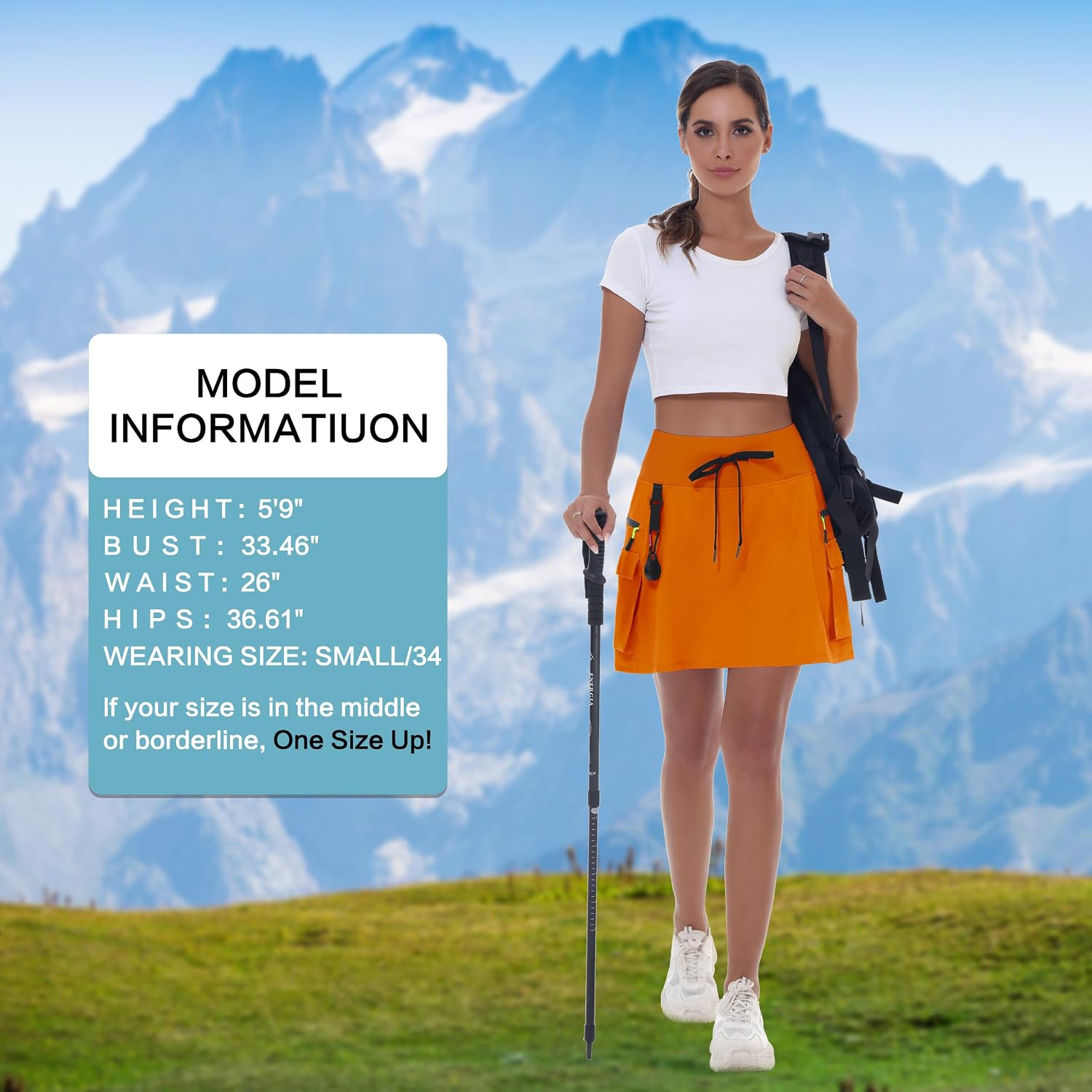Detalle de MIVEI Women’s Hiking Cargo Skort with Zipper Pockets, Quick-Dry Anti-Chafe Inner Shorts & UPF 50+