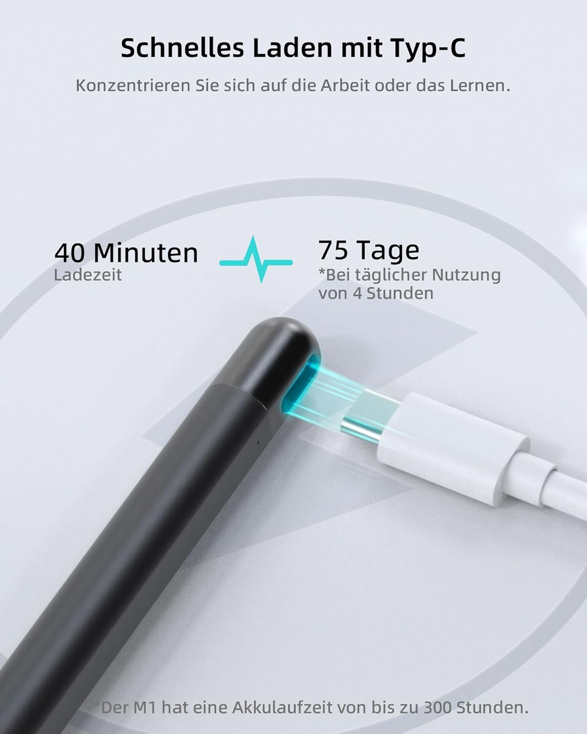 Detalle 2 de Metapen Stift M1 für Surface – aktiver Tablet Pen mit 1.024 Druckstufen, USB‑C-Aufladung und magnetischer Befestigung