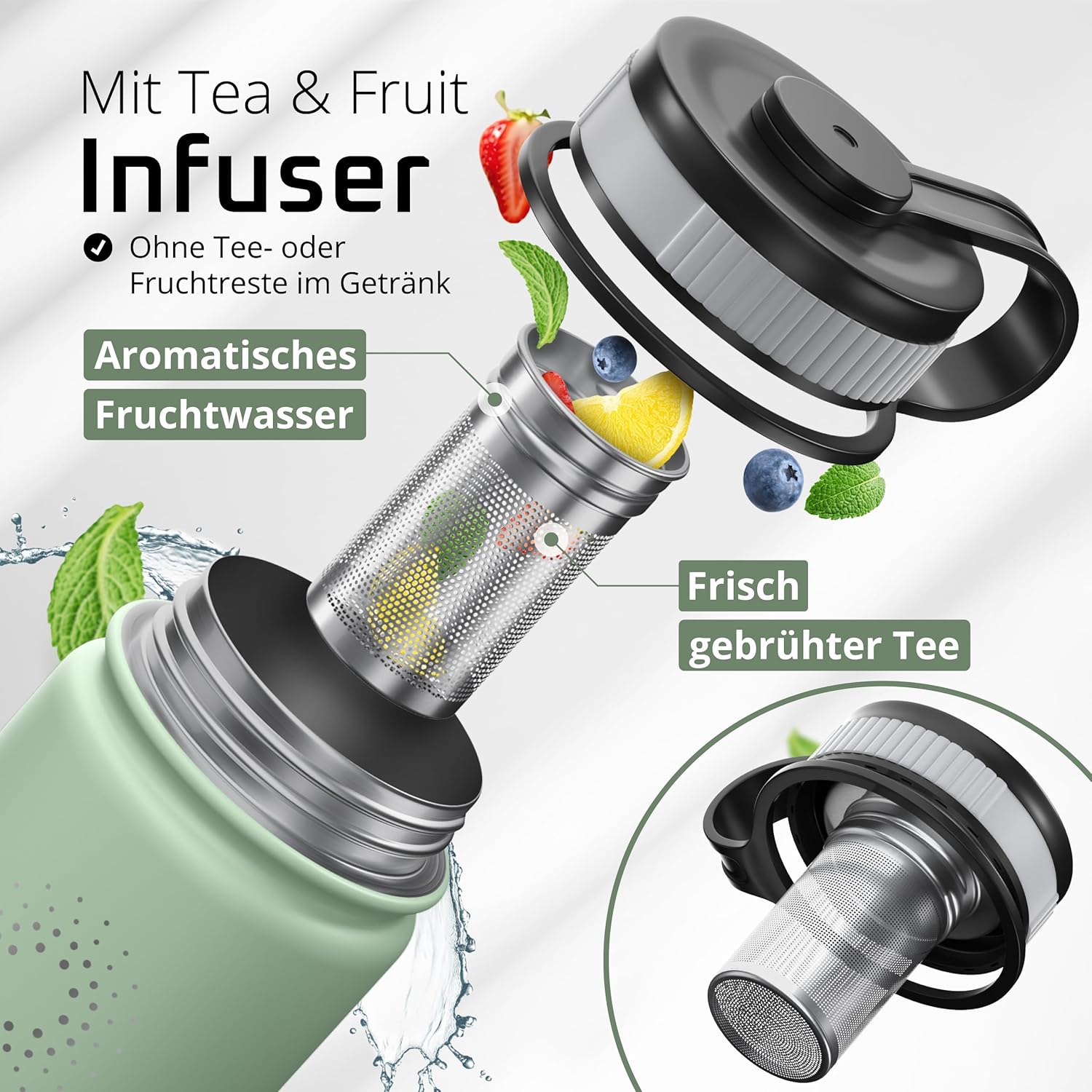 Thumbnail 5 de ACTIVE FLASK Edelstahl Trinkflasche – 680 ml, 3 Deckel, BPA-frei, auslaufsicher, Kohlensäure geeignet