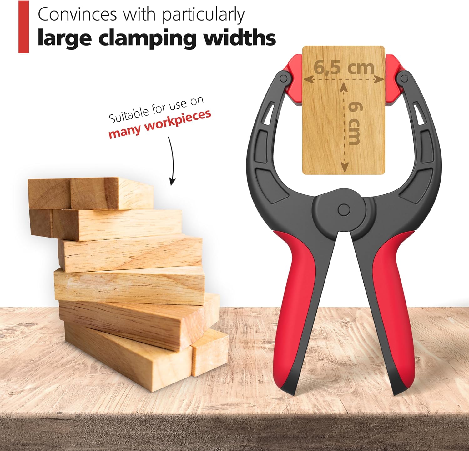 Detalle 2 de Nirox fjäderklämmor, 4-pack med 6,5 cm spännvidd och vinklingsbara käftar
