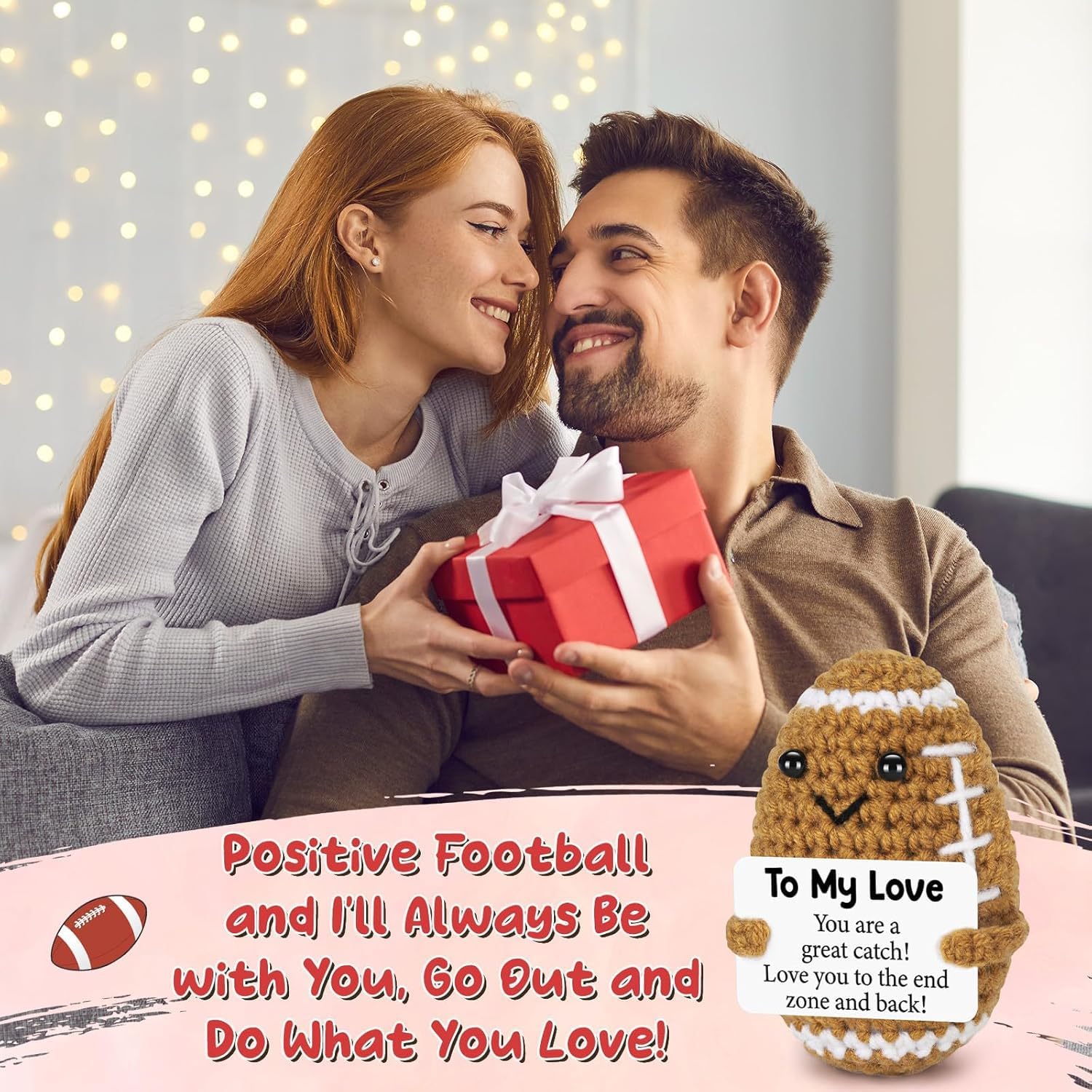 Thumbnail 1 de ALUNME “To My Love” handmade crochet rugby football gift (small plush)