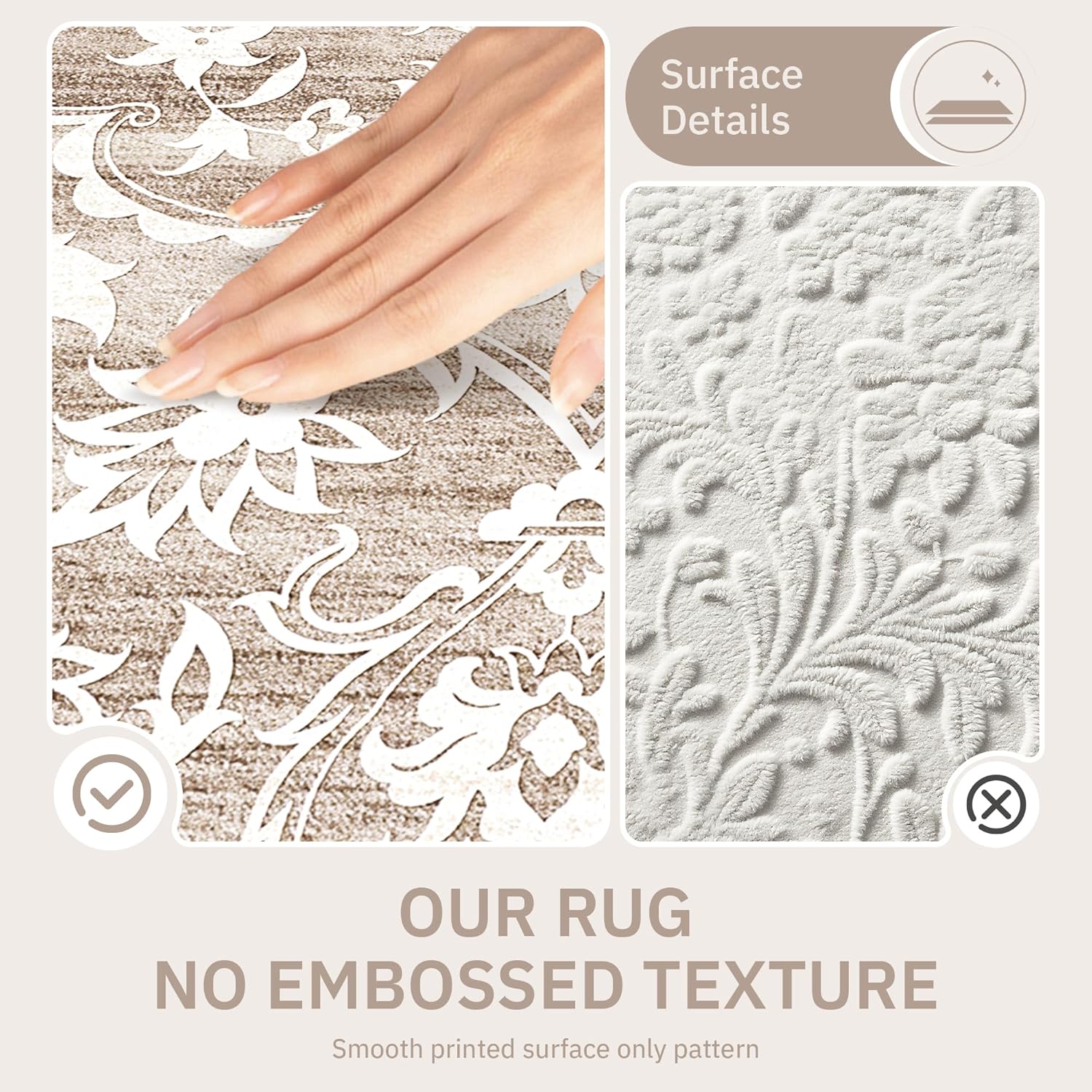 Thumbnail 4 de Soalmost Washable Round Rug 8ft: Soft, Non-Slip Floral Circle Carpet for Living Room