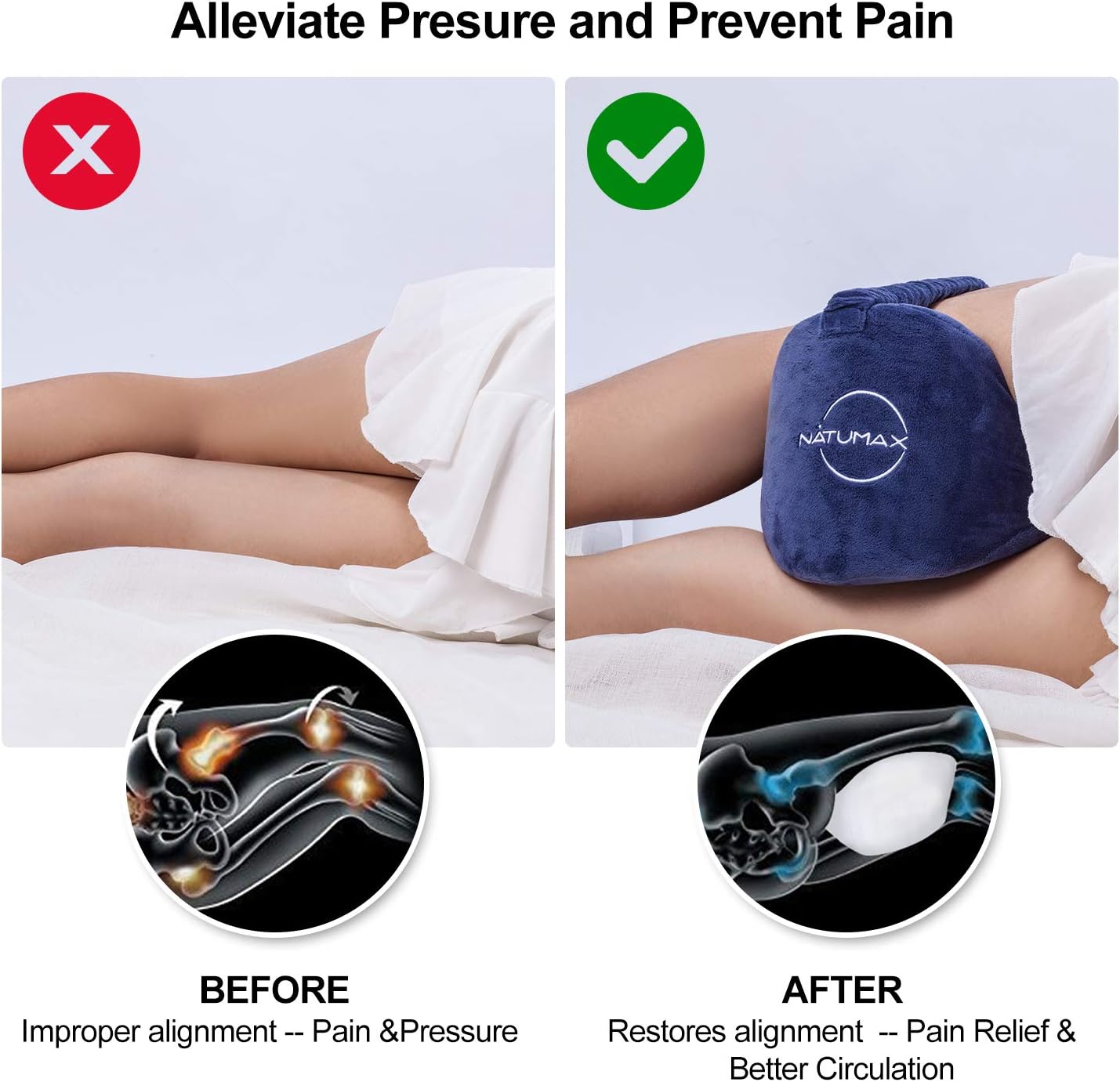 Thumbnail 2 de NATUMAX pillow-1223 Memory Foam Knee Pillow with Leg Strap