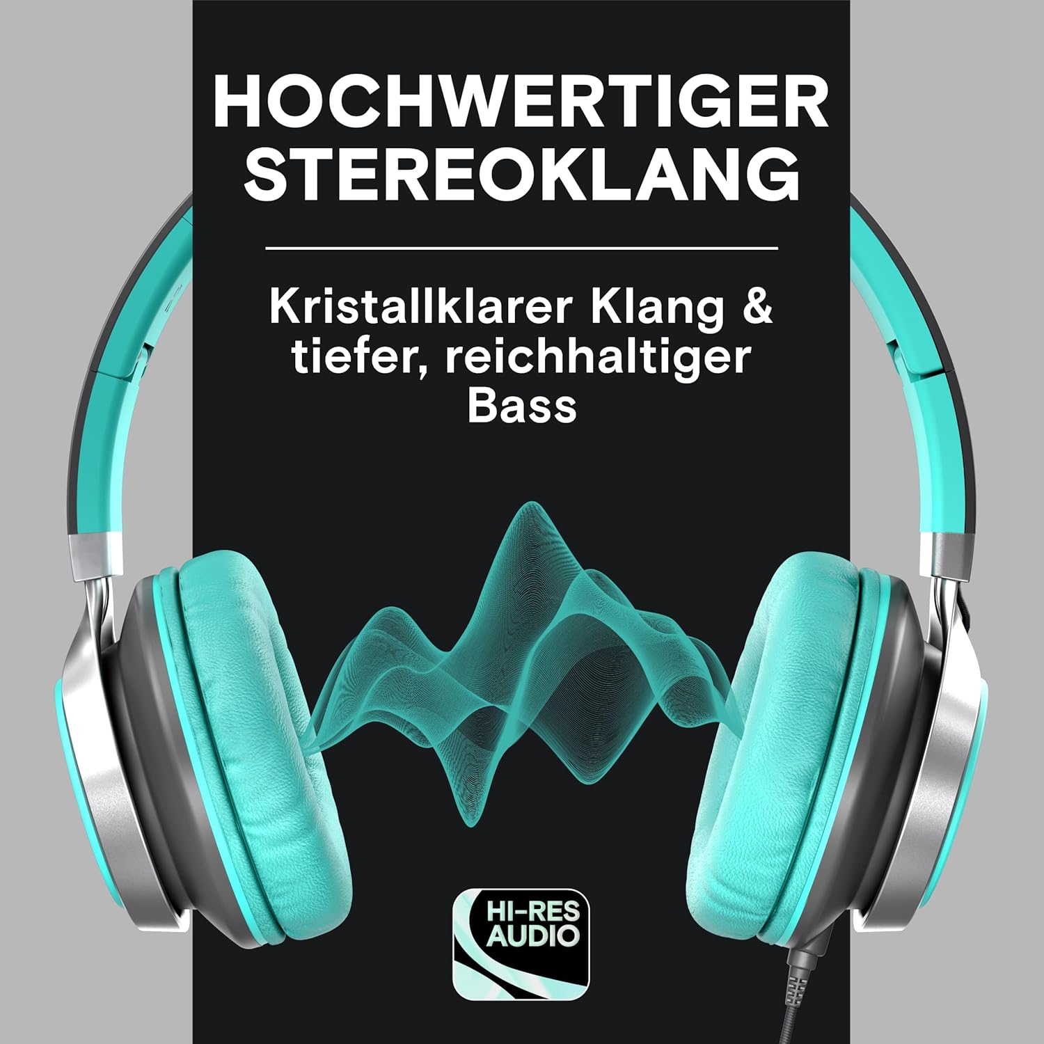 Detalle de ARTIX CL750 Premium Wired On-Ear Kopfhörer mit Mikrofon – Turquoise