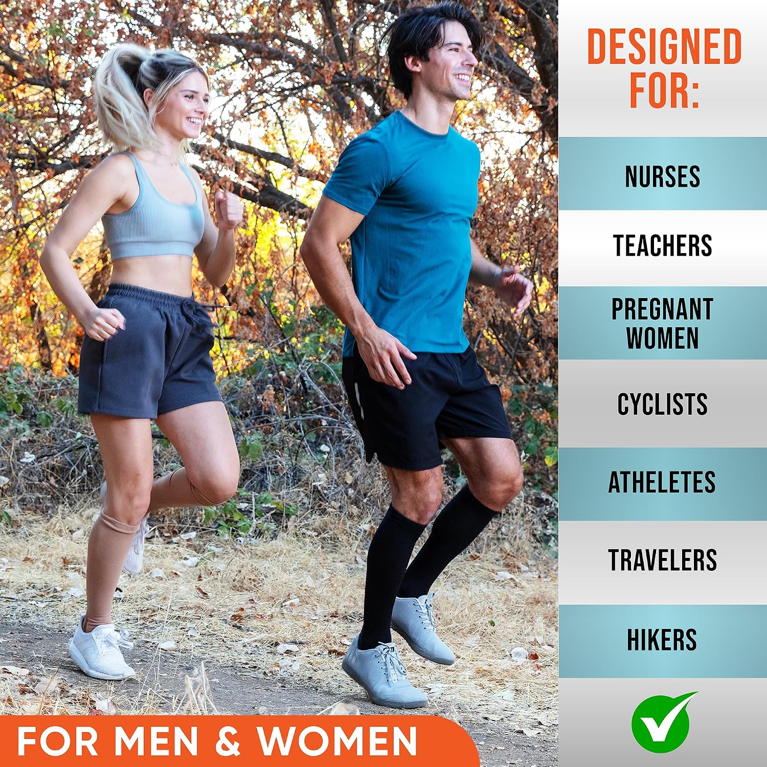 Detalle 2 de PhysFlex Graduated Compression Socks, Knee-High Support for Running and Travel