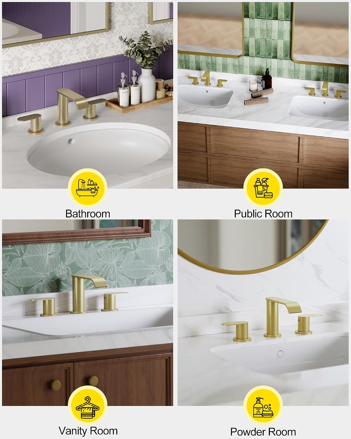 Thumbnail 6 de Homevacious HM7165055BG 2-Pack Widespread Bathroom Faucets, Brushed Gold