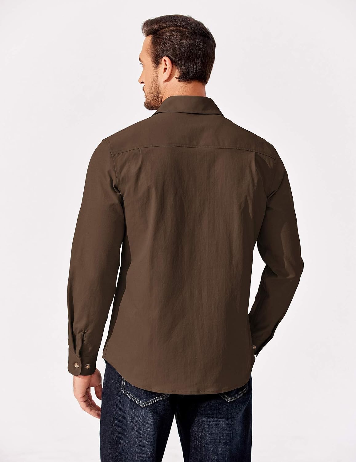 Detalle de COOFANDY Men's Long Sleeve Shirt Jacket with Button-Flap Pockets