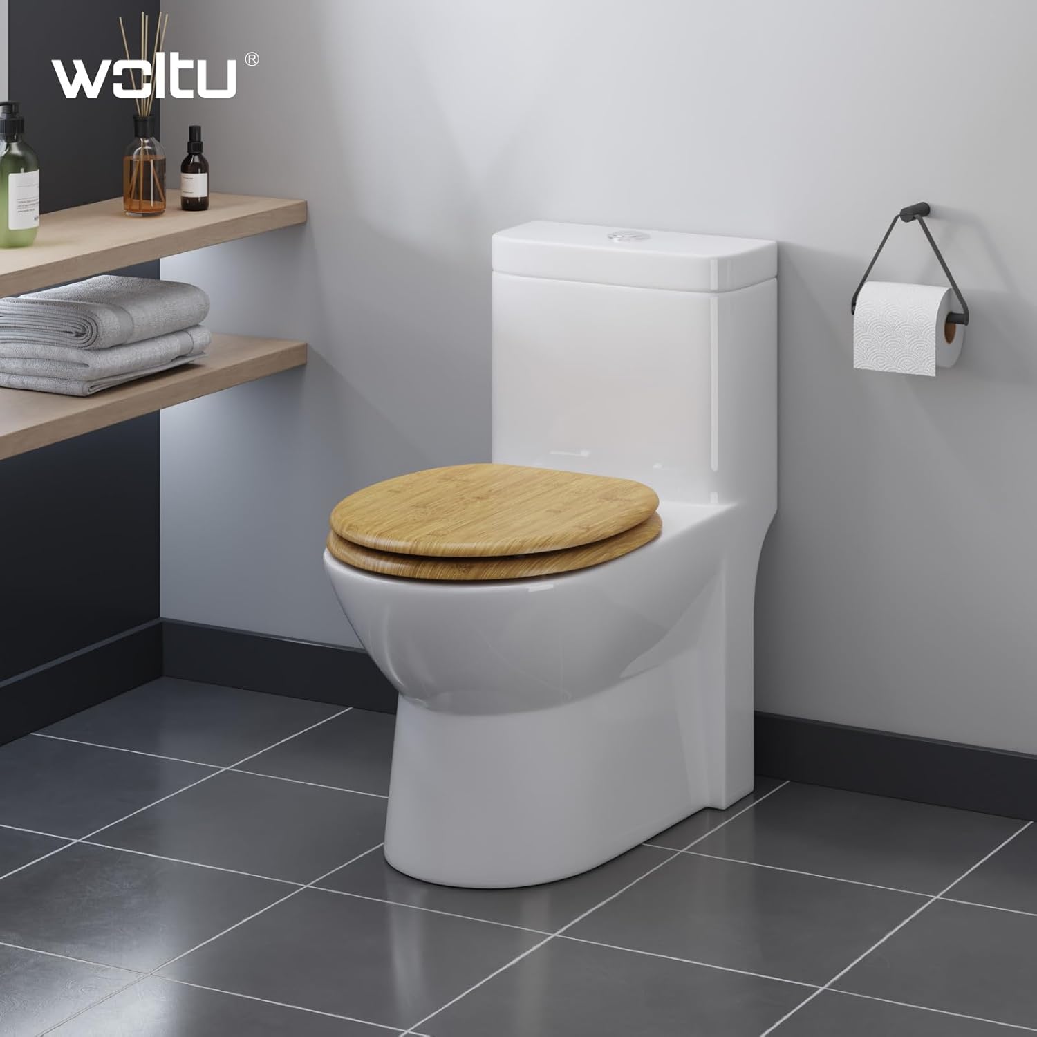 Thumbnail 6 de WOLTU Premium WC-Sitz mit Absenkautomatik, MDF-Holzkern & Softclose, Design Bamboo Oval