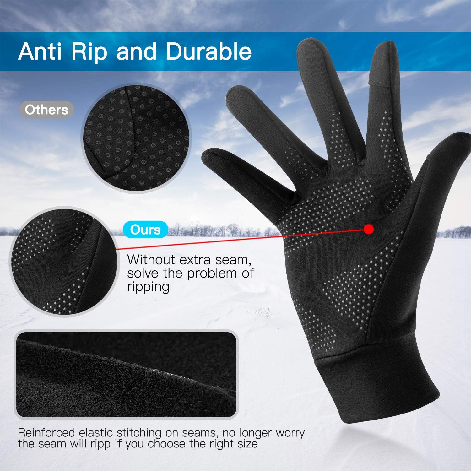 Detalle 2 de Unigear Touchscreen Handschuhe – warme, rutschfeste Outdoor-Handschuhe