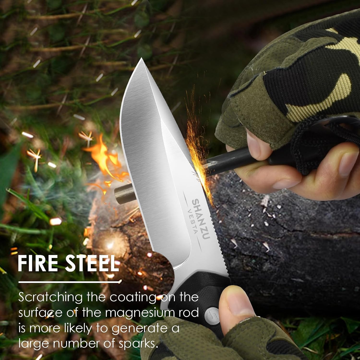 Detalle de SHAN ZU SZHW-2023-008 vast outdoormes met D2-staal en G10-handgreep
