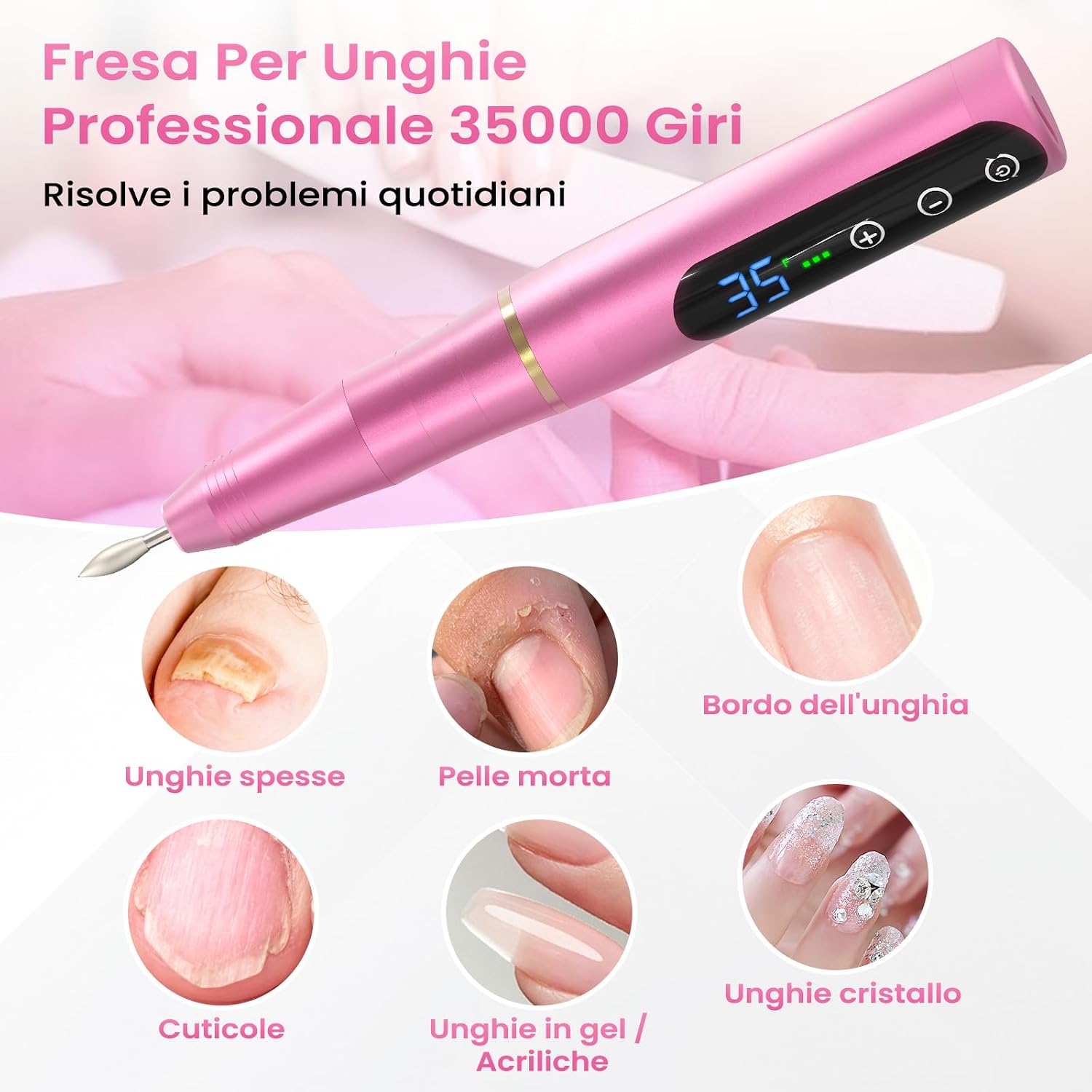 Detalle 1 de NAILGIRLS Fresa per Unghie 35000 Giri 💅