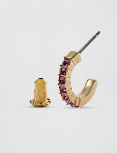 Detalle de Swarovski Pendientes de aro Mini Hoop: aro redondo en tono oro con pavé de cristales rosas