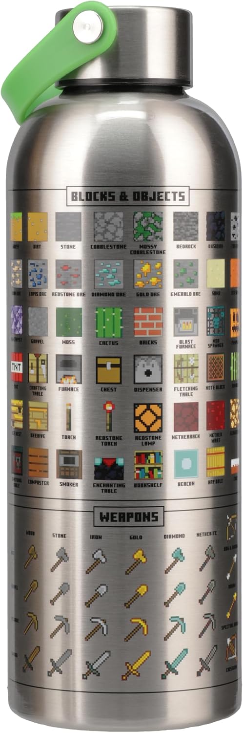 Detalle de Paladone Minecraft Metal Water Bottle metalen drinkfles, 500 ml, dubbelwandig