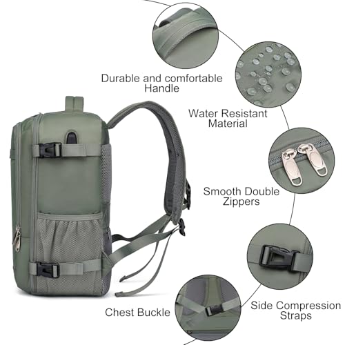 Detalle 2 de PUSLOM Ryanair Cabin Bag 40x20x25cm Underseat 20L Small Travel Backpack – Green