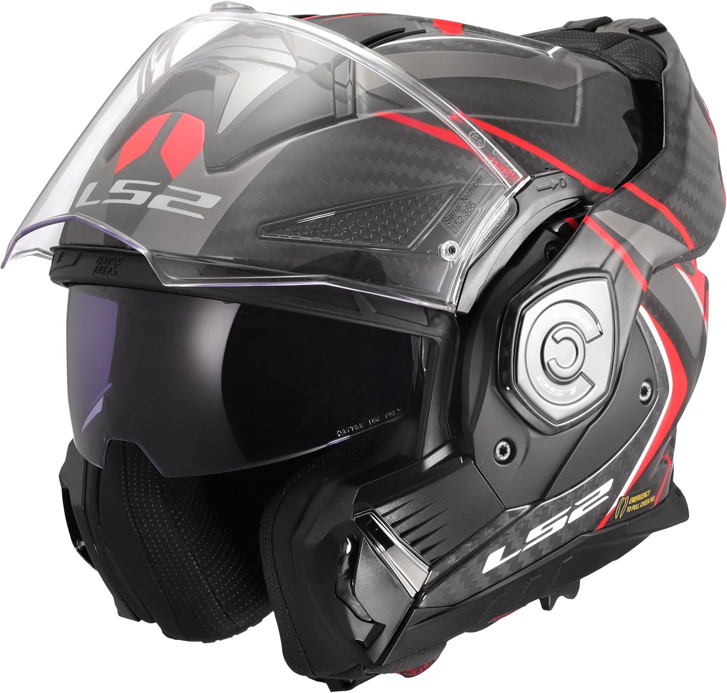 Thumbnail 1 de LS2 ADVANT X CARBON FUTURE II Gloss Red – Casque Modulable, Taille L