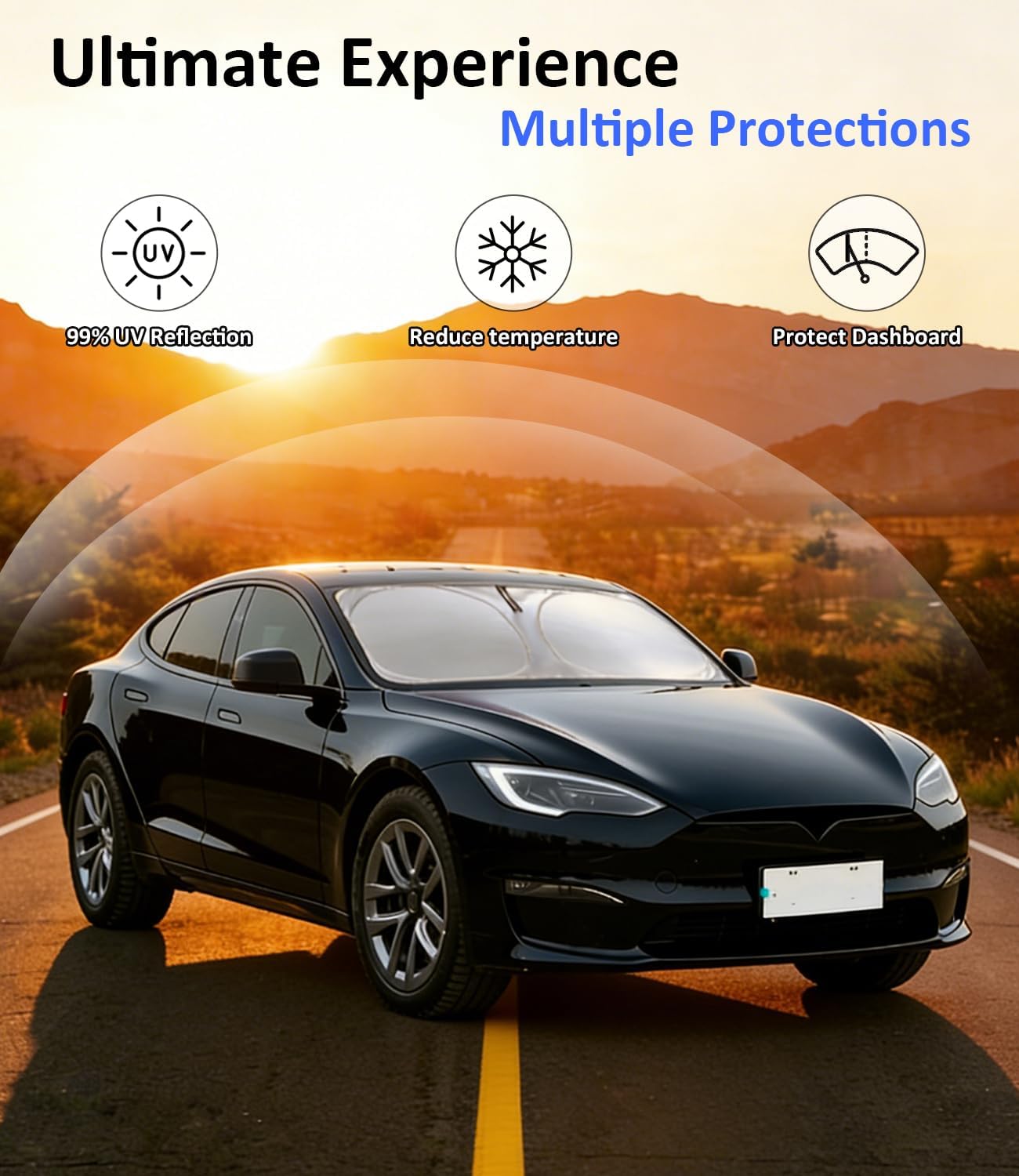 Thumbnail 2 de PAIMOHO Windshield Sun Shade for Tesla Model S (2012–2026)