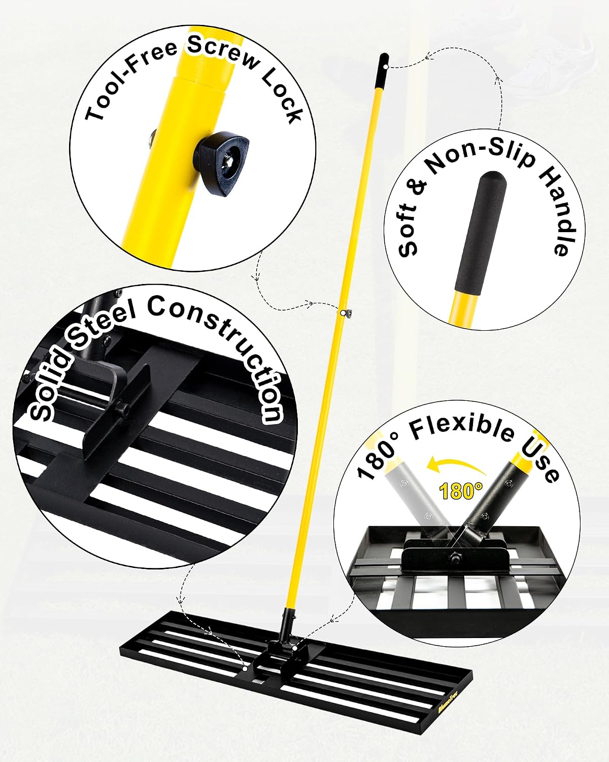 Thumbnail 4 de BlumeTrec Lawn Levelling Rake, 45" x 10" Head with 7 ft Handle