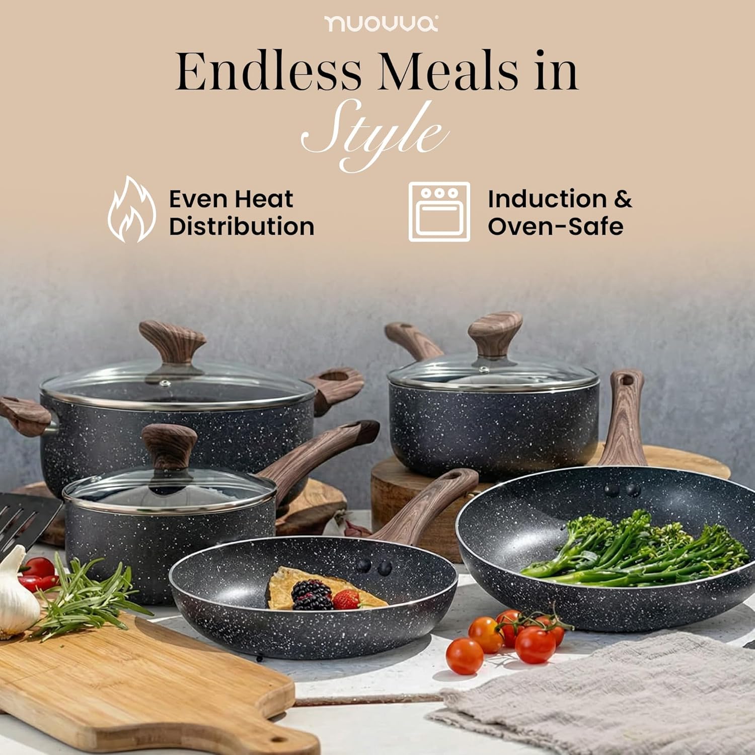 Thumbnail 4 de Nuovva 8‑piece marble non stick cookware set