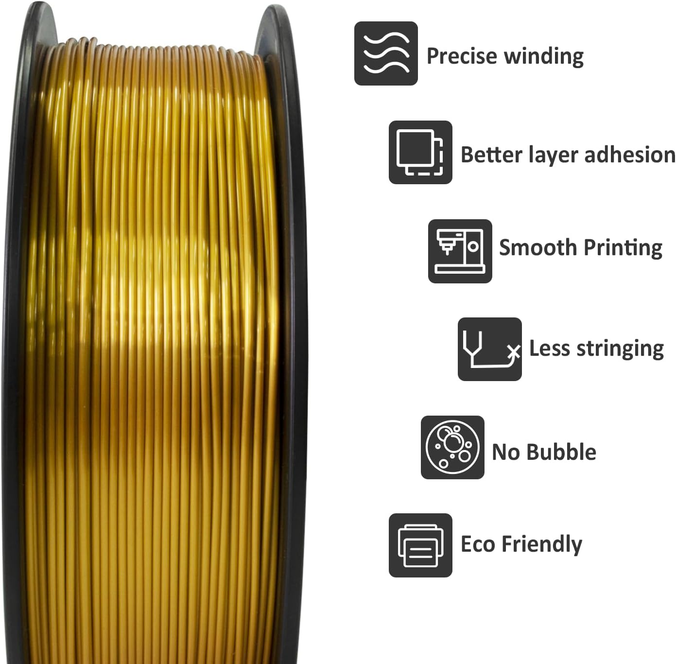 Detalle 2 de GIANTARM PLA-filament 1,75 mm, 1 kg – silkesguld med glänsande finish
