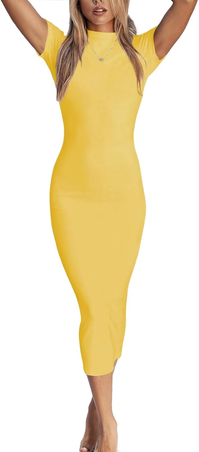 Thumbnail 1 de LACOZY Womens Summer Short Sleeve Midi Dress: Bodycon Pencil Fit for Semi-Formal to Casual