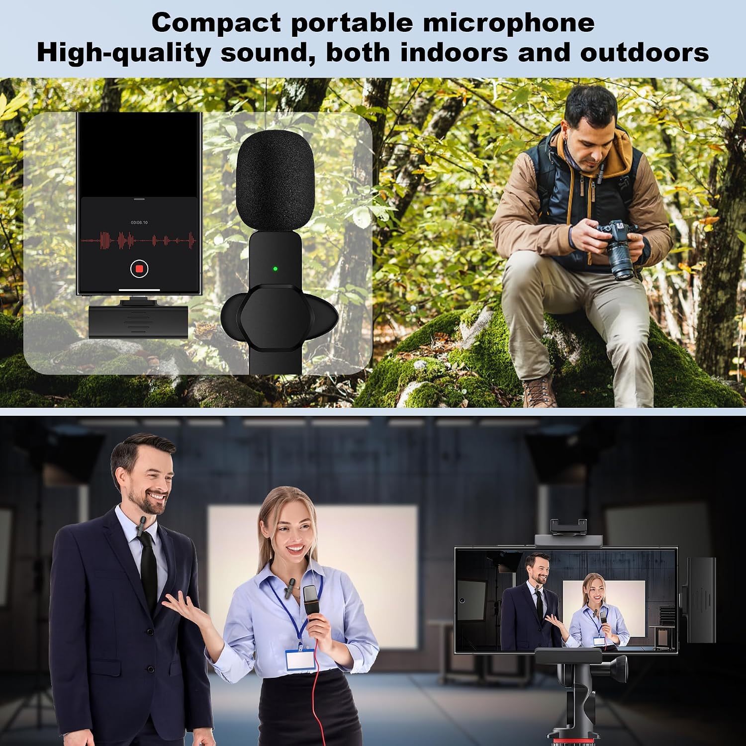 Detalle de CKOKC Wireless Lavalier Microphone for iPhone - Android - Computer: Practical, versatile Tactic for On‑Camera audio