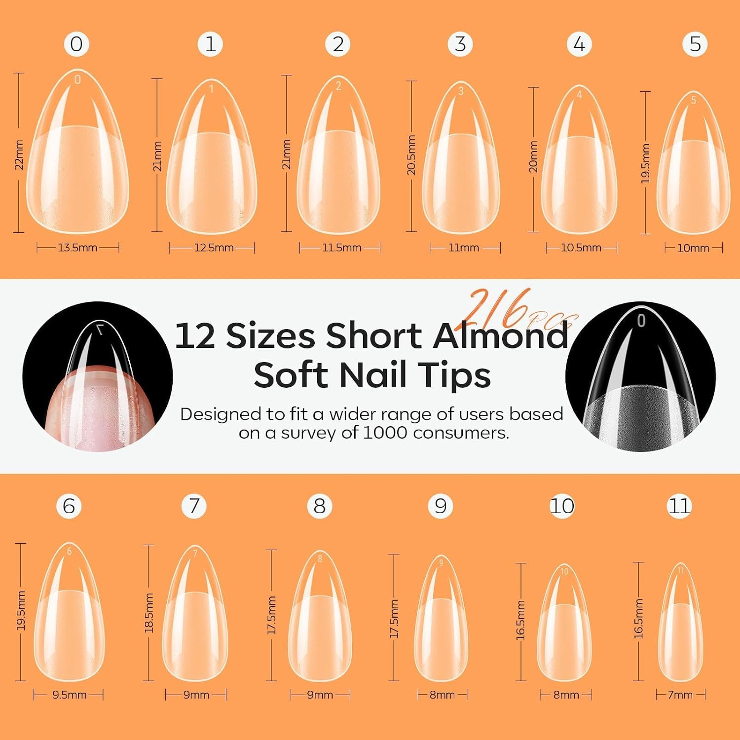 Thumbnail 6 de modelones Short Almond Nail Tips 216PCS 💅