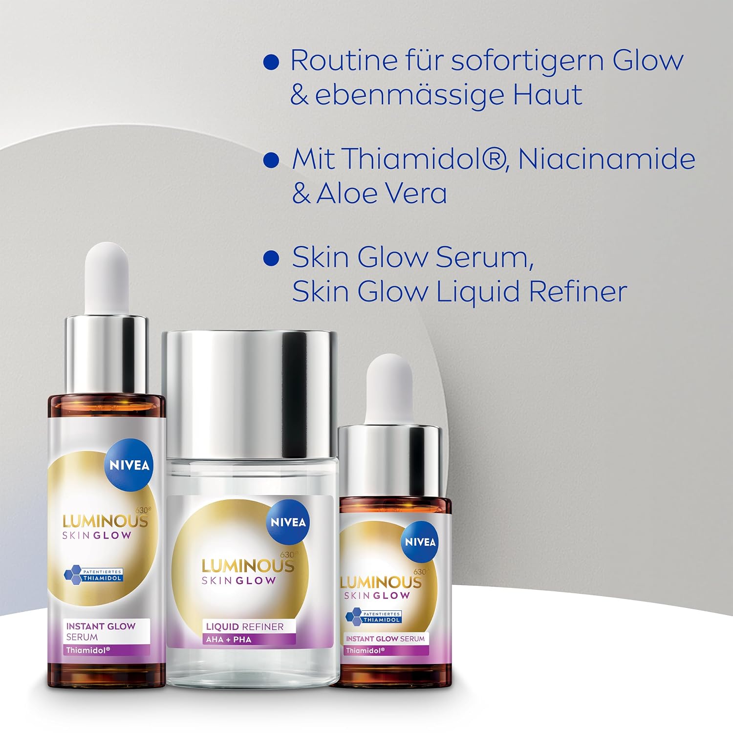 Thumbnail 1 de NIVEA Luminous630 Skin Glow Set – Gesichtspflege mit Instant Glow Serum, Liquid Refiner (AHA/PHA) & Refiner-Peeling