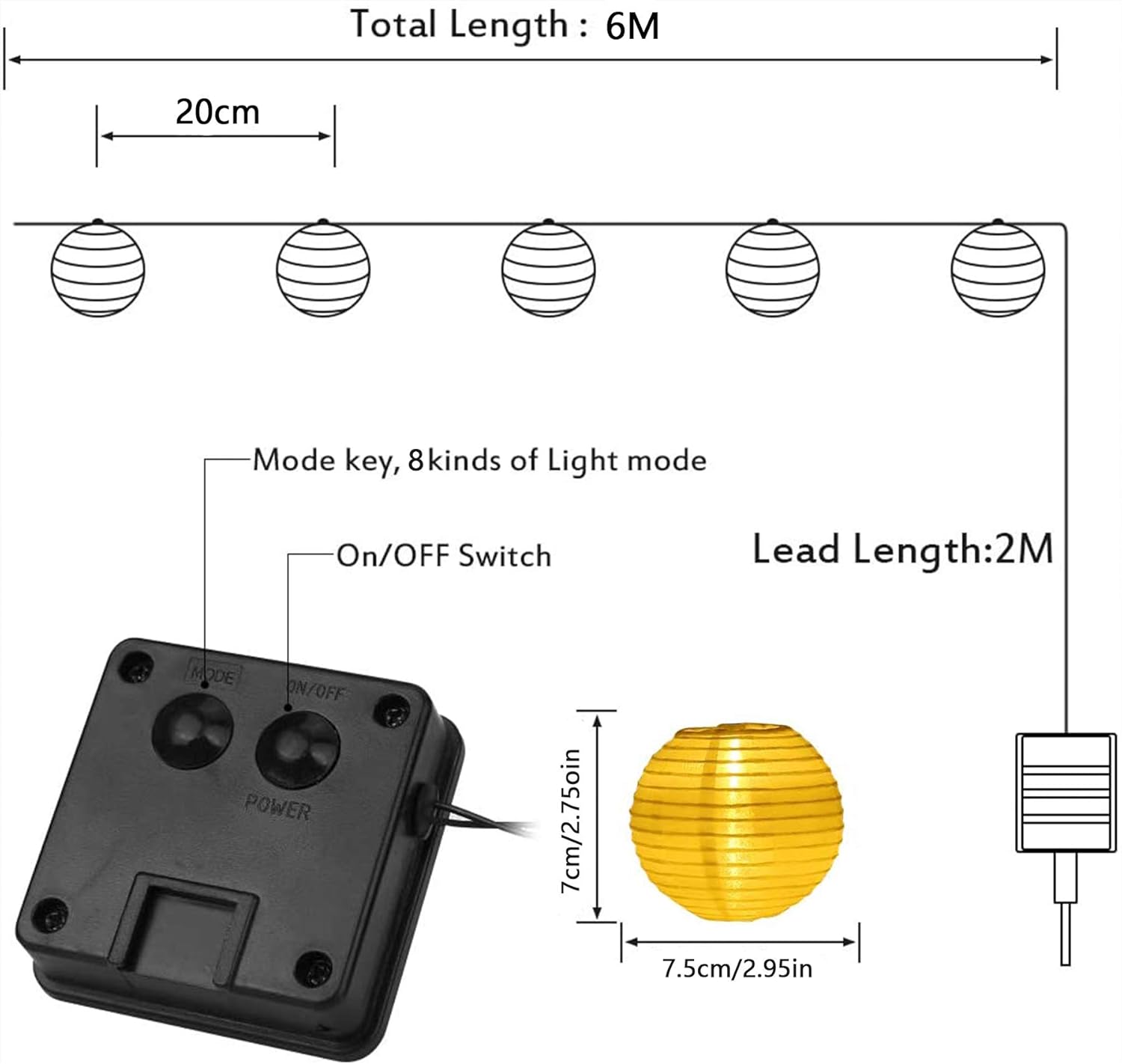 Thumbnail 5 de Lezonic Ghirlanda di luci solari per esterni, 8 m, 30 LED, 8 modalità – bianco caldo