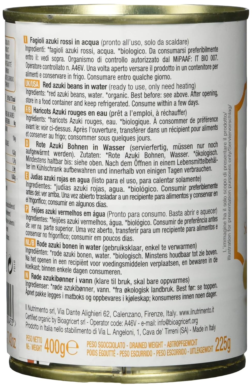 Thumbnail 2 de IL NUTRIMENTO Rote Azukibohnen – Reich an Proteinen, Ohne Salzzusatz, 12er Pack (12 x 400 g)