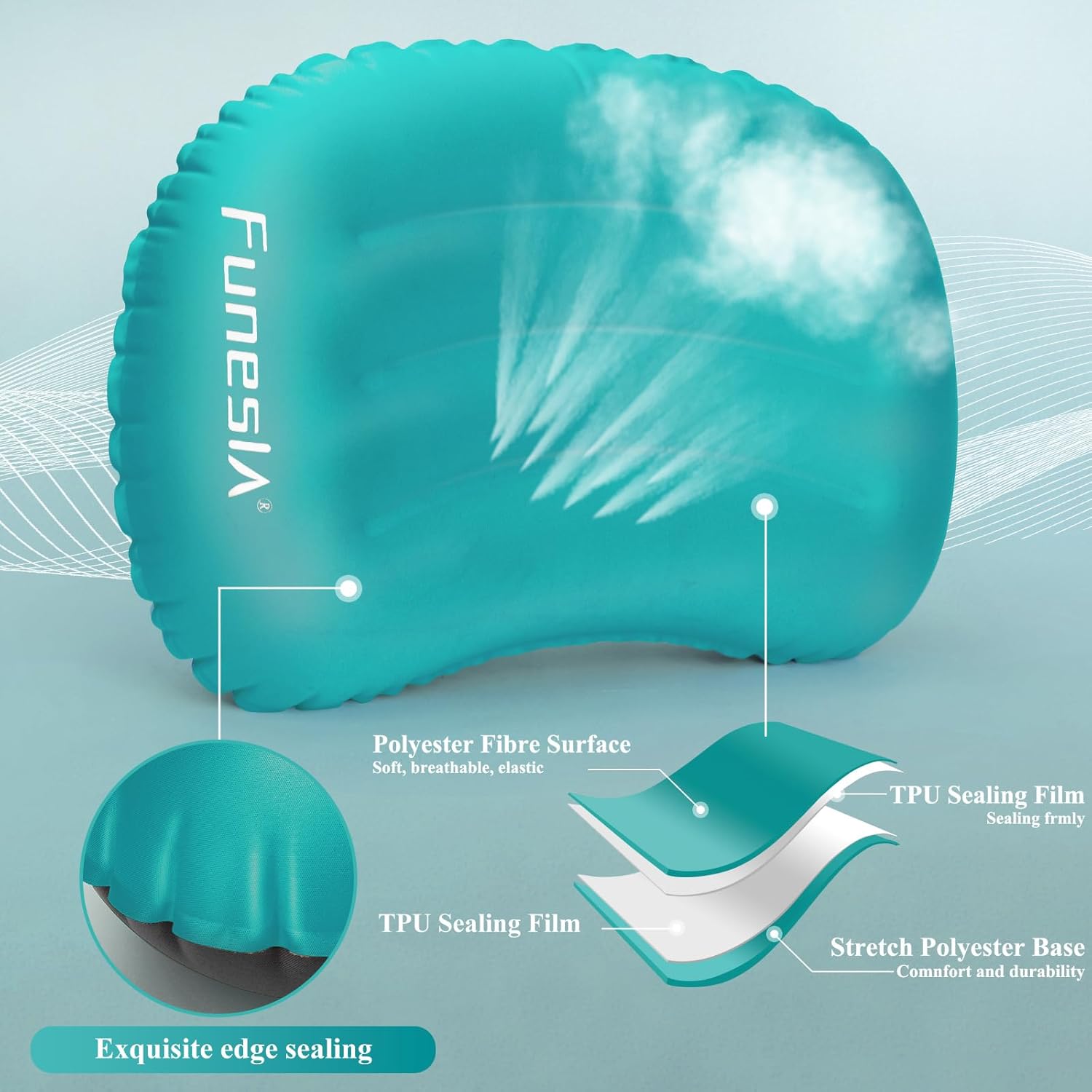 Detalle 2 de Funesla Camping Pillow Inflatable – Ultralight, Compressible Support for Neck & Lumbar