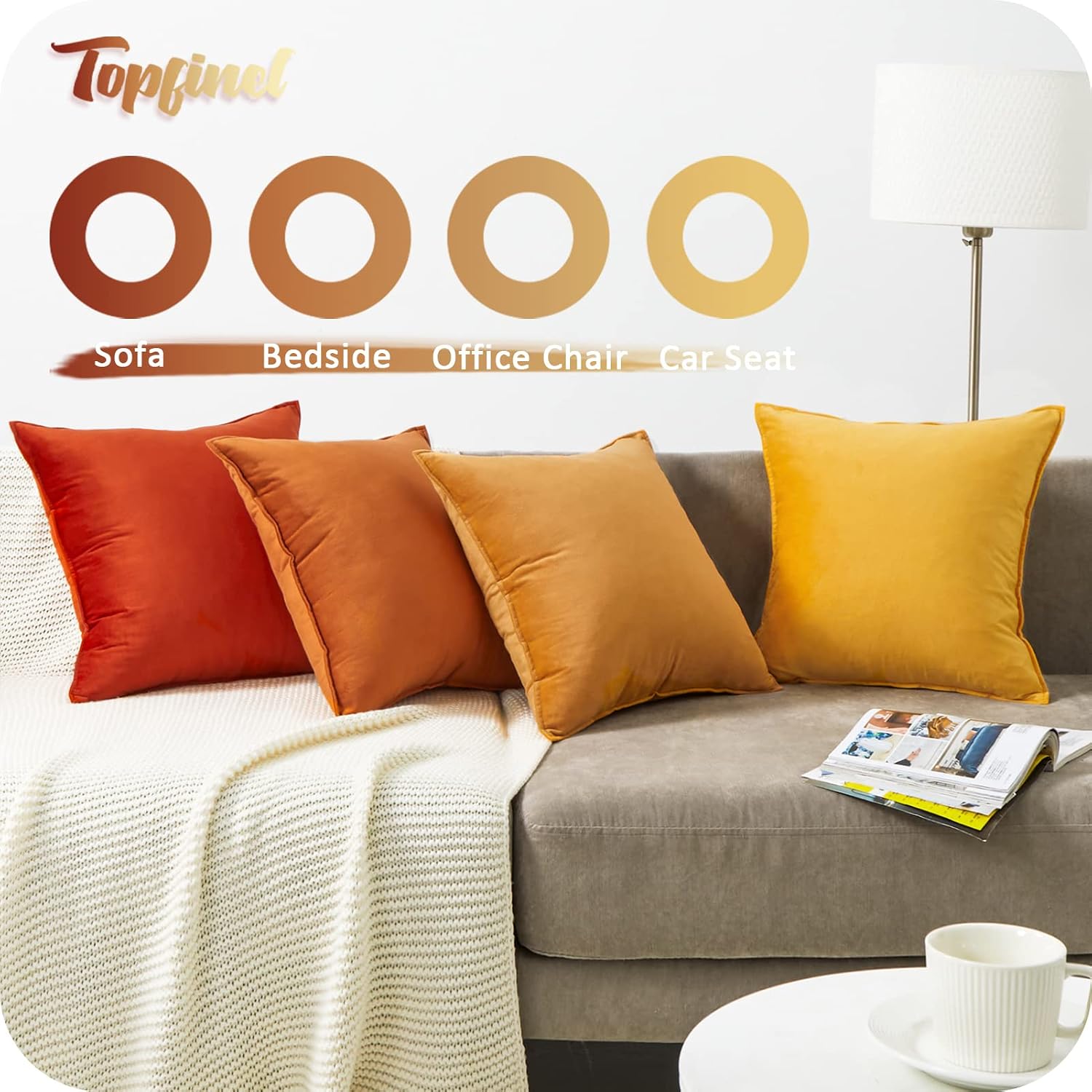 Thumbnail 5 de Housse de coussin Topfinel 60x60 jaune ⚙