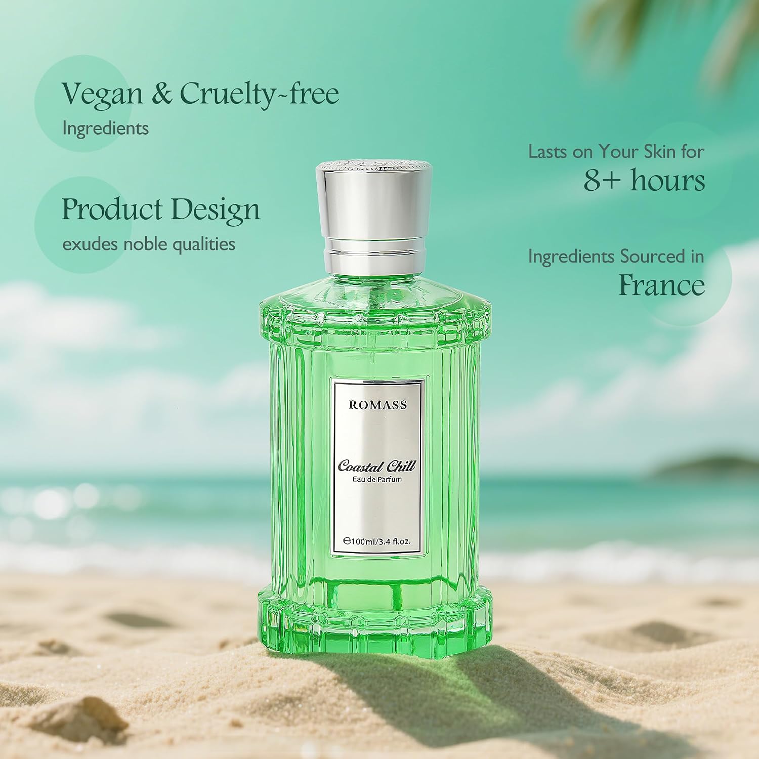 Detalle 1 de ROMASS Coastal Chill Eau de Parfum, Unisex 3.4 oz/100ml with Coastal Notes