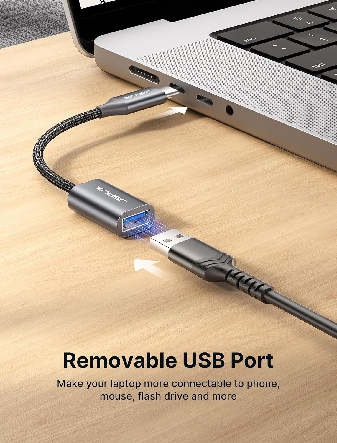 Detalle de JSAUX USB C to USB 3.0 Adapter 2-pack for phones & laptops